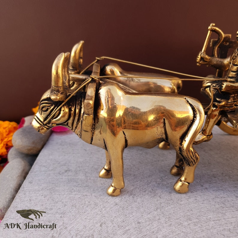 Brass Vintage Bullock Cart Showpiece, 9" Inches Indian Bailgadi, Brass Home Decor Items, Decorative Items, Indian Home Decor, Vintage Decor