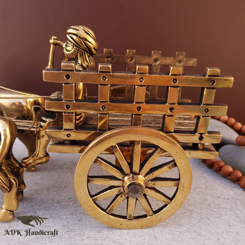 Brass Vintage Bullock Cart Showpiece, 9" Inches Indian Bailgadi, Brass Home Decor Items, Decorative Items, Indian Home Decor, Vintage Decor