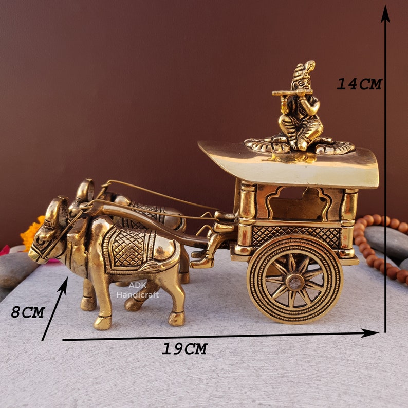 Brass Vintage Bullock Cart Showpiece, 9" Inches Indian Bailgadi, Brass Home Decor Items, Decorative Items, Indian Home Decor, Vintage Decor
